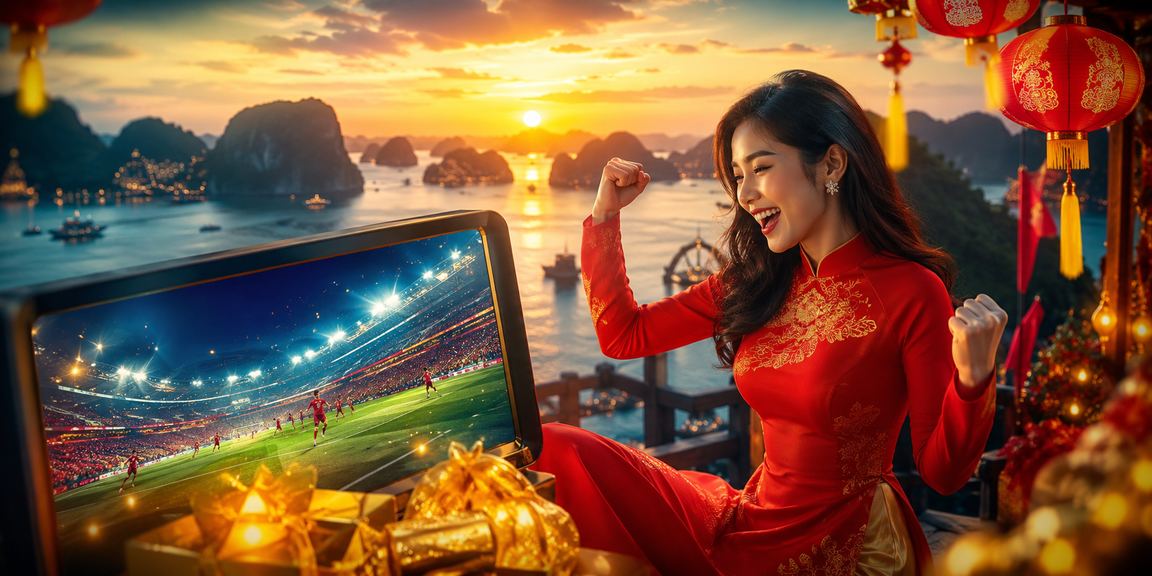 Cảnh Hạ Long với áo dài gợi ý ưu đãi đăng ký cho người dùng Việt